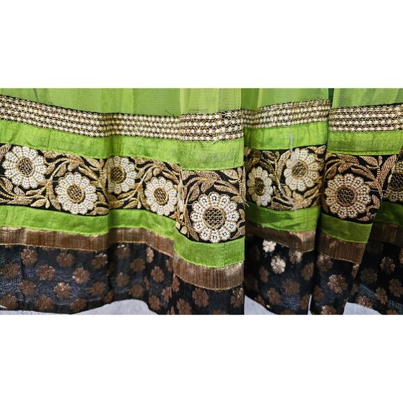 Indian Bollywood Dress Salwar Kameez Hippie Boho Festival Green Med 36 + Sleeves - Picture 2 of 7